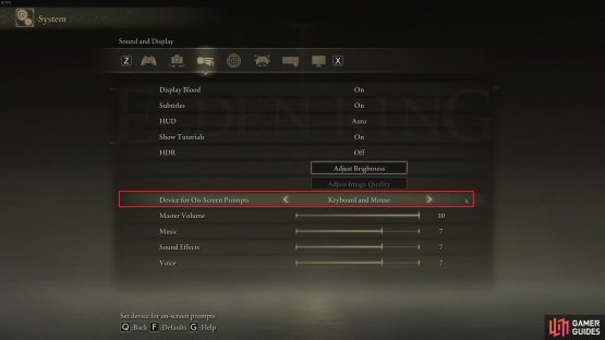 You&rsquo;ll find the option to change the default controls in the Sound and Display tab of the System options menu.