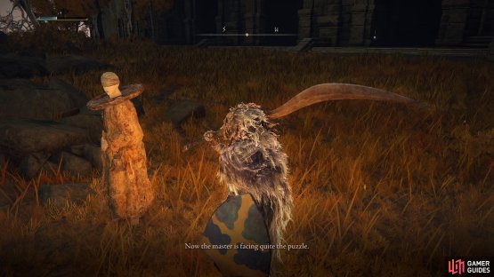 When you first speak with Corhyn, he will be troubled by Goldmask