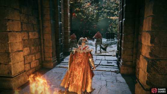 When you reach the second gate, run to the doorway to your left and ignore the enemies. Be aware that the Lion Guardian is to the right of the door.