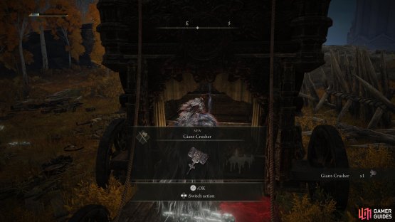 and you&rsquo;ll locate the weapon in a chest on the back of a carriage.