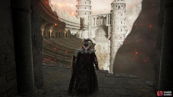 Run across the curved platform ignoring the dragon along the way