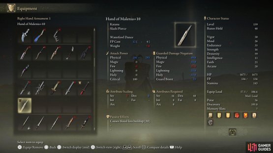 Hand of Malenia Stats.