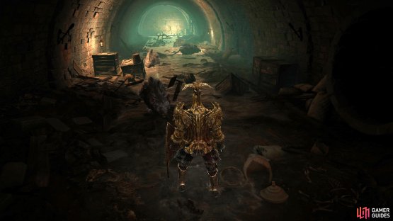 As soon as you drop the grate, you’ll be in a tunnel full of rats with a tunnel to your right