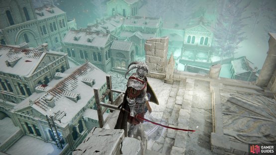 After activating Statue 3, you can jump off to the southeastern roof from here which&rsquo;ll lead to Statue 4.
