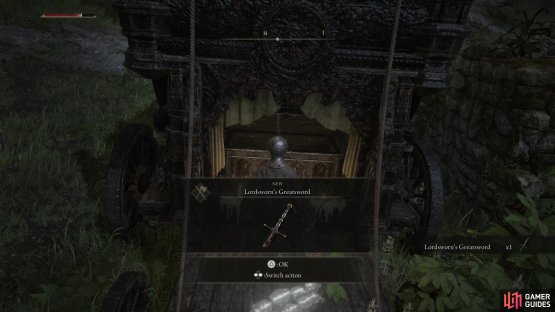You can loot two carriages for a &ldquo;Lordsworn&rsquo;s Greatsword&rdquo;,