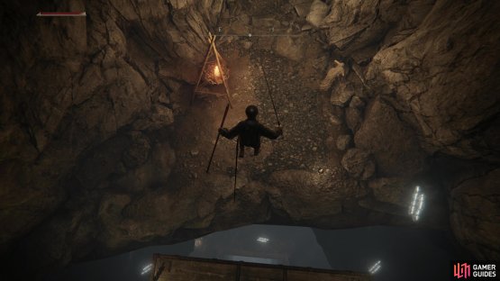 To progress deeper into the mine, you&rsquo;ll need to jump to a ledge as you ride an elevator.