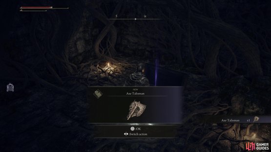 then plunder a second chest in the cellar to find the Axe Talisman.