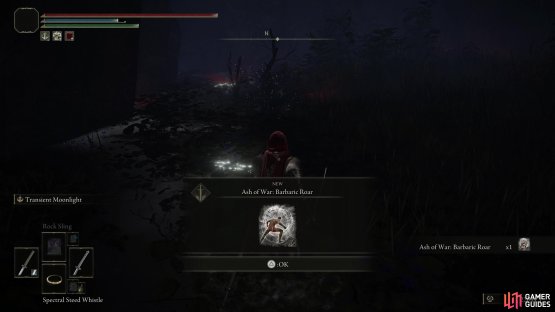 then kill a scarab along the nearby cliffs to obtain the Ash of War: Barbaric Stomp.