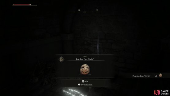 You can loot the &ldquo;Prattling Pate &ldquo;Hello&rdquo;&rdquo; from behind the first fire trap.