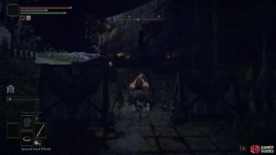 While mounted you can bypass the enemies blocking the road.