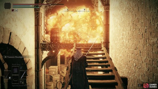 Be wary of Fire Pot throwing enemies as you ascend through the wine cellar.