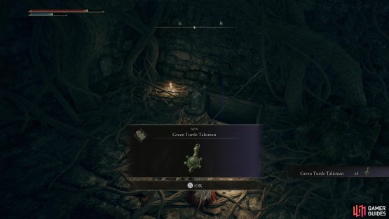 then enter the turtle-infested cellar to find the Green Turtle Talisman.