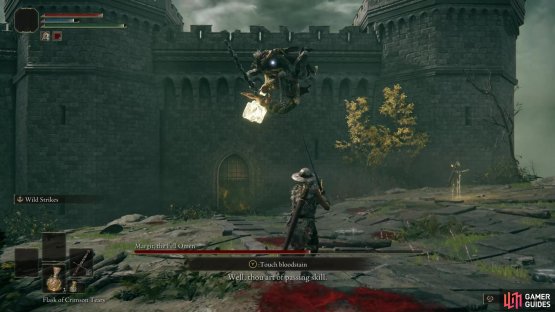 Margit will frequently jump and smash with the hammer
