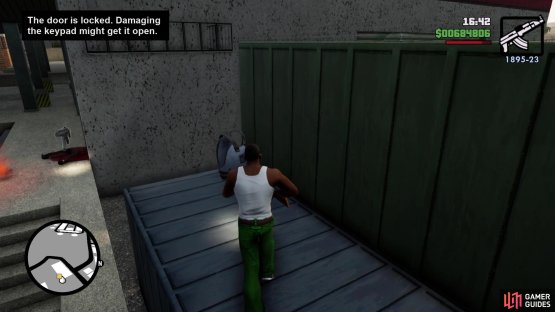 There’s some Armor on this crate to the right of the warehouse entrance