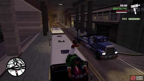 You can safely ignore the big truck, as it does nothing