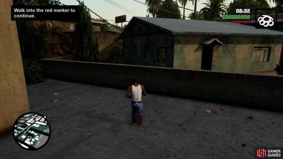 Use this wall to get on top of the house right next to it