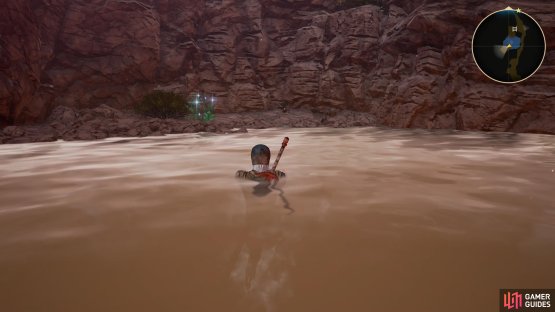 Drop into the lake to locate a Sage