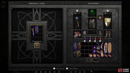 Transmute Wirt&rsquo;s Leg and a Tome of Town Portal in the Horadric Cube,