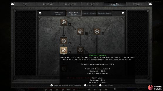 and the Concentration aura, which will significantly boost the damage of Blessed Hammer.