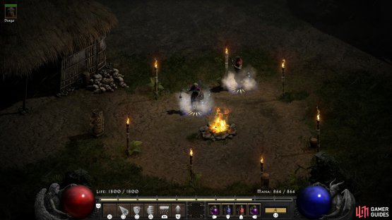 Search Lower Kurast for a distinctive bonfire,