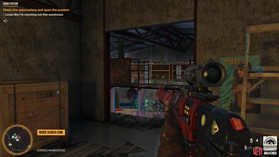 Head to the second floor and follow the walkway 