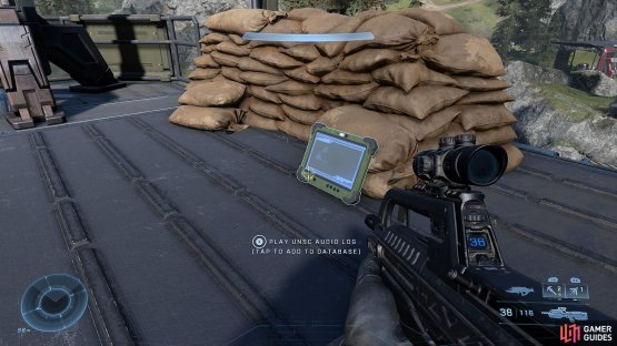 then collect the UNSC Audio Log from the platform.
