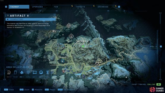 The location of the fifth Forerunner artifact, northeast of Fob Juliet.