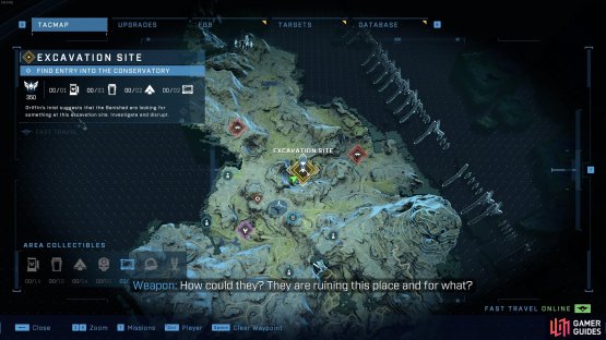 The location of the first Spartan Core on the map, as you approach the excavation site from the southwest.