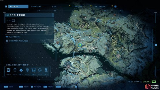 The location of Fob Echo, northwest of the Redoubt of Sundering.