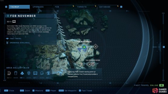 The location of Fob November, north of  The Command Spire.