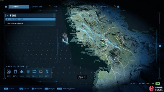 The location of the Fog Skull, just west of Fob Alpha.