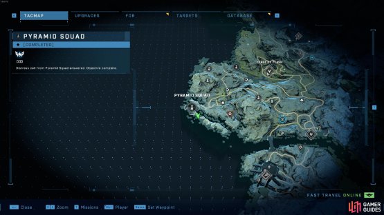 The location of the Gravity Spartan log location, southeast of the Pyramid Squad.