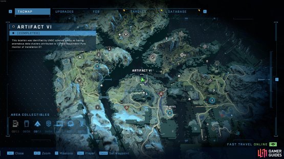 The location of the sixth Forerunner artifact, northwest of Fob Hotel.