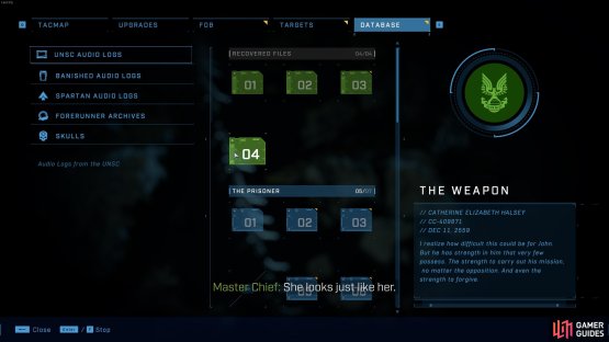 You&rsquo;ll find the first UNSC audio log from Repository in the database after the cutscene.