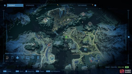 The location of the What Lies Beneath Spartan audio log, northwest of Fob Juliet.