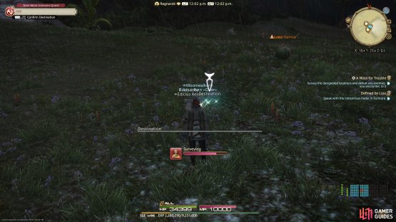 Interact with the nearby glowing spots to survey the area