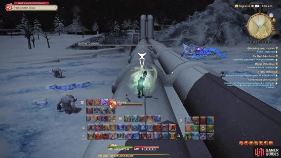 The aether current is at the end near the platform.