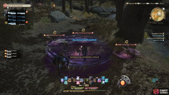 Wade into the circle to defeat the Chigoes and aid the merchant