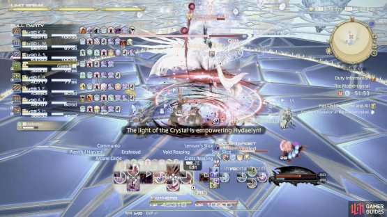 Here, you can see shards of ice above her, which means she&rsquo;ll be casting Crystalline Blizzard III.