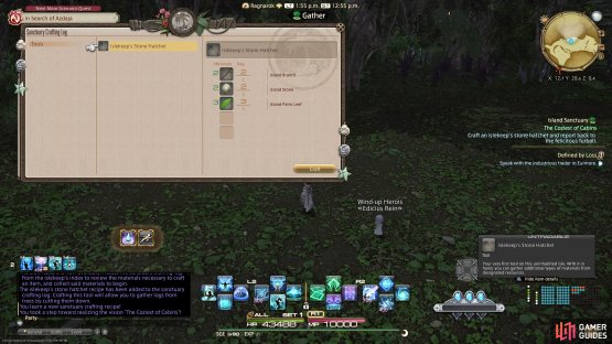 Interact with Sanctuary Crafting Log to craft the Hatchet. 