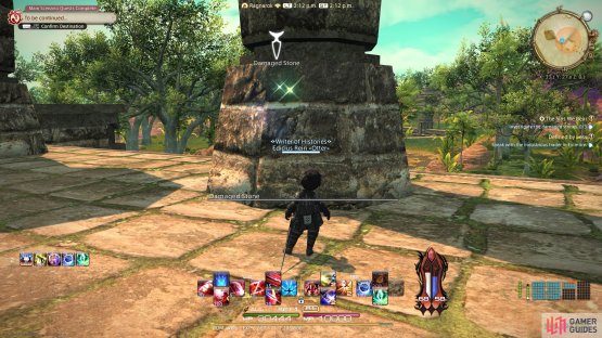 then go over to (X: 33.2, Y: 27.0) and inspect the Damaged Stones.