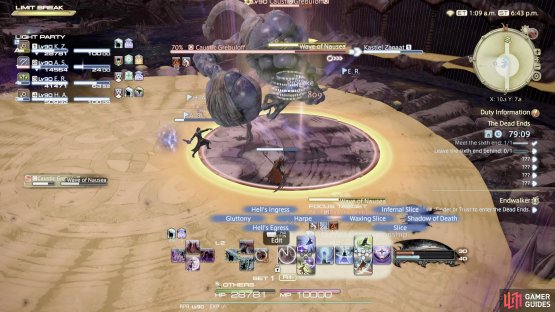 Wave of Nausea is a large donut AoE. Its safe spots are where the boss is or the edge of the arena.