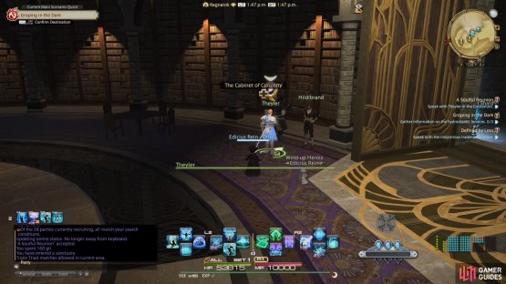 Speak with Theyler in the Cabinet of Curiosity