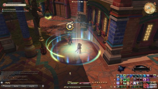 Speak to G&rsquo;raha Tia inside the blue-green circle.