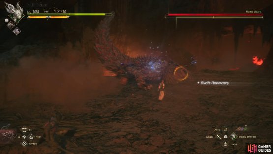 such as the Tail Swipe should you stay behind the creature.