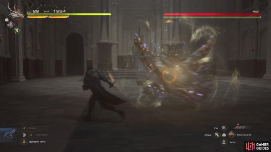 He will start the battle by doing the Arms Dash attack.