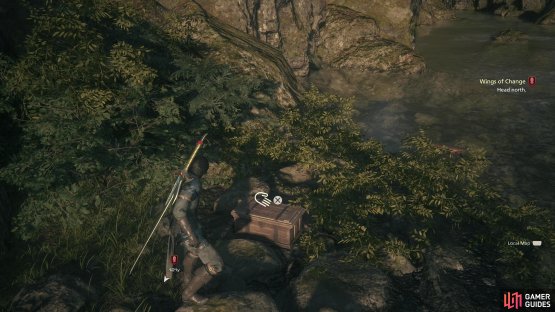 Head down to the river and search a chest for a !Gil Bug,