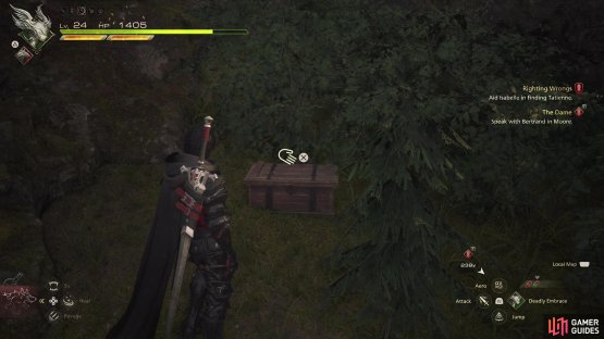 Search near some foliage southeast of the Unnamed Chapel to find a chest.