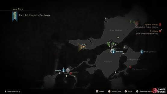 The location of Westwatch on the map.