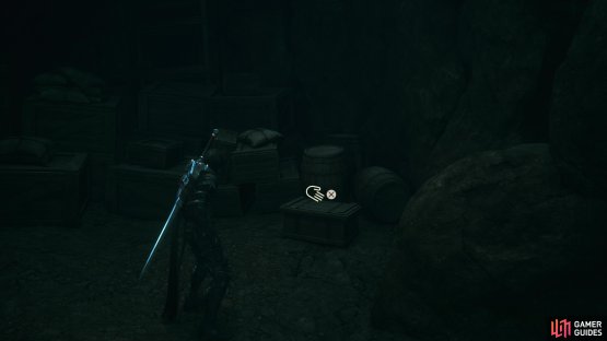 then continue until you find a gate - loot a chest nearby to obtain a Coral Sword.